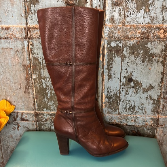 J.Crew Beckett Extended Calf Chocolate Brown Leather Knee-High Boots size 8 - Picture 4 of 15